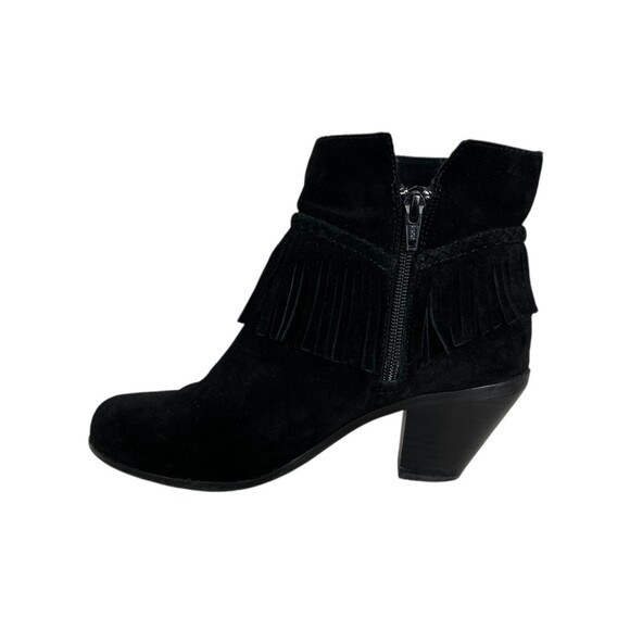 Gianni Bini Fringed Black Suede Ankle Booties Size 6.5 Western Boho Cowgirl - Picture 6 of 11